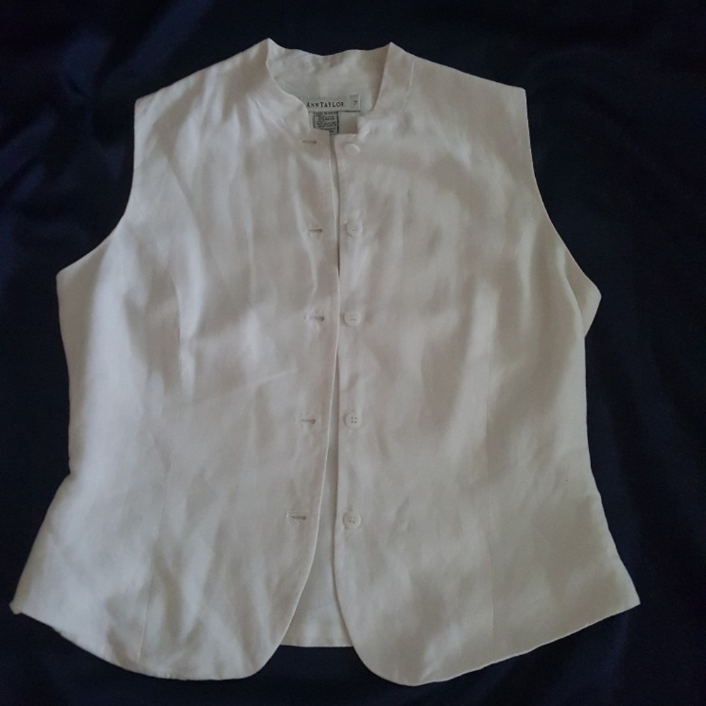 SIZE 12 ANN TAYLOR BUTTON DOWN LINEN VEST